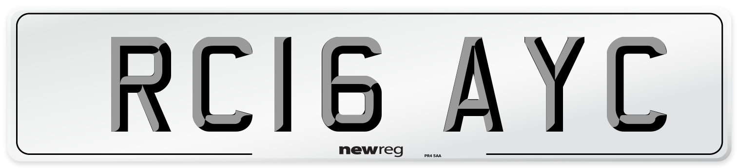 RC16 AYC Number Plate from New Reg